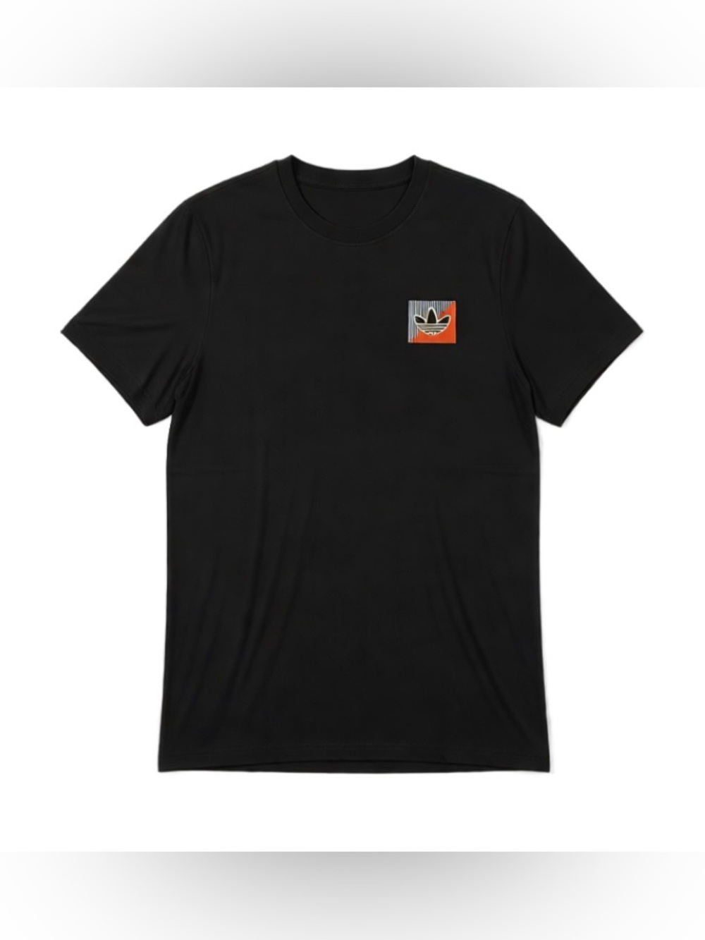 adidas Black Short-Sleeve Tee with a Red Accent Logo Size M